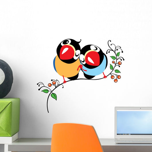 Two Cartoon Finches Birds Wall Decal