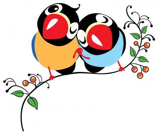 Two Cartoon Finches Birds Wall Decal