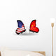 Two Butterflies with Flags  Usa and China Wall Decal