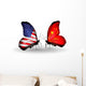 Two Butterflies with Flags  Usa and China Wall Decal