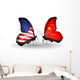 Two Butterflies with Flags  Usa and China Wall Decal