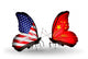 Two Butterflies with Flags  Usa and China Wall Decal
