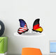 Two butterflies with flags USA and Germany 