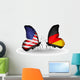 Two butterflies with flags USA and Germany 