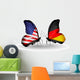 Two butterflies with flags USA and Germany 