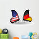 Two butterflies with flags USA and Germany 