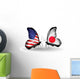 Two Butterflies with Flags  Usa and Japan 