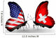 Two Butterflies with Flags Usa and Switzerland 