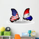 Two Butterflies with Flags Usa and Netherlands Wall Decal