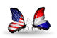 Two Butterflies with Flags Usa and Netherlands Wall Decal