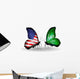 Two Butterflies with Flags  Usa and Saudi Arabia Wall Decal