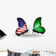 Two Butterflies with Flags  Usa and Saudi Arabia Wall Decal