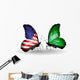 Two Butterflies with Flags  Usa and Saudi Arabia Wall Decal