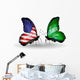 Two Butterflies with Flags  Usa and Saudi Arabia Wall Decal