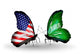 Two Butterflies with Flags  Usa and Saudi Arabia Wall Decal
