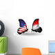 Two Butterflies with Flags  Usa and Yemen Wall Decal
