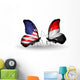 Two Butterflies with Flags  Usa and Yemen Wall Decal