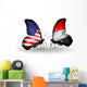 Two Butterflies with Flags  Usa and Yemen Wall Decal