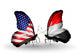 Two Butterflies with Flags  Usa and Yemen Wall Decal