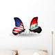 Two Butterflies with Flags Usa and Iraq Wall Decal
