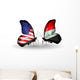 Two Butterflies with Flags Usa and Iraq Wall Decal