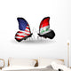 Two Butterflies with Flags Usa and Iraq Wall Decal