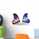Two Butterflies with Flags  Usa and Argentina Wall Decal