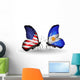 Two Butterflies with Flags  Usa and Argentina Wall Decal