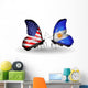 Two Butterflies with Flags  Usa and Argentina Wall Decal