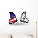 Two Butterflies With Flags 