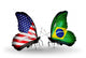 Two Butterflies With Flags USA and Brazil Wall Decal