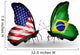 Two Butterflies With Flags USA and Brazil Wall Decal