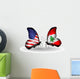 Two Butterflies with Flags Usa and Lebanon Wall Decal