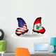 Two Butterflies with Flags Usa and Lebanon Wall Decal