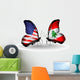Two Butterflies with Flags Usa and Lebanon Wall Decal