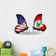 Two Butterflies with Flags Usa and Lebanon Wall Decal