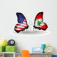 Two Butterflies with Flags Usa and Lebanon Wall Decal