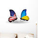 Two Butterflies with Flags Usa and Ukraine Wall Decal