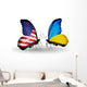 Two Butterflies with Flags Usa and Ukraine Wall Decal