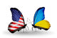 Two Butterflies with Flags Usa and Ukraine Wall Decal