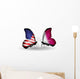 Two Butterflies with Flags Usa and Qatar Wall Decal