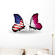 Two Butterflies with Flags Usa and Qatar Wall Decal