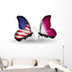 Two Butterflies with Flags Usa and Qatar Wall Decal