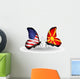 Two Butterflies with Flags Usa and Macedonia Wall Mural