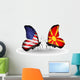 Two Butterflies with Flags Usa and Macedonia Wall Mural