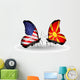 Two Butterflies with Flags Usa and Macedonia Wall Mural