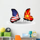 Two Butterflies with Flags Usa and Macedonia Wall Mural