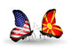 Two Butterflies with Flags Usa and Macedonia Wall Mural