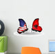 Two Butterflies with Flags Usa and Albania Wall Mural