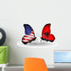 Two Butterflies with Flags Usa and Albania Wall Mural